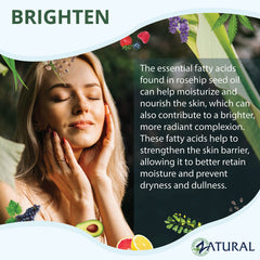 Zatural rosehip oil applied to hair and scalp for moisture and shine.