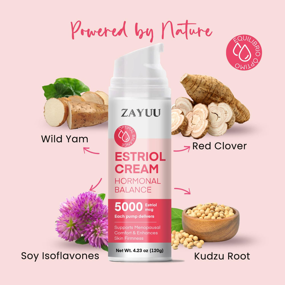 ZAYUU Estriol with Soy Isoflavones and Kudzu Root moisturizes and supports elasticity