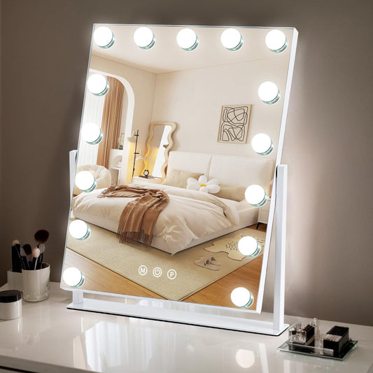 ZBOCAI vanity mirror with 17x13 lighting surface for precise makeup application.