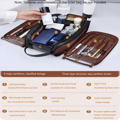 ZCLBJIAHUI travel toiletry bag open state showing triple-layer layout.