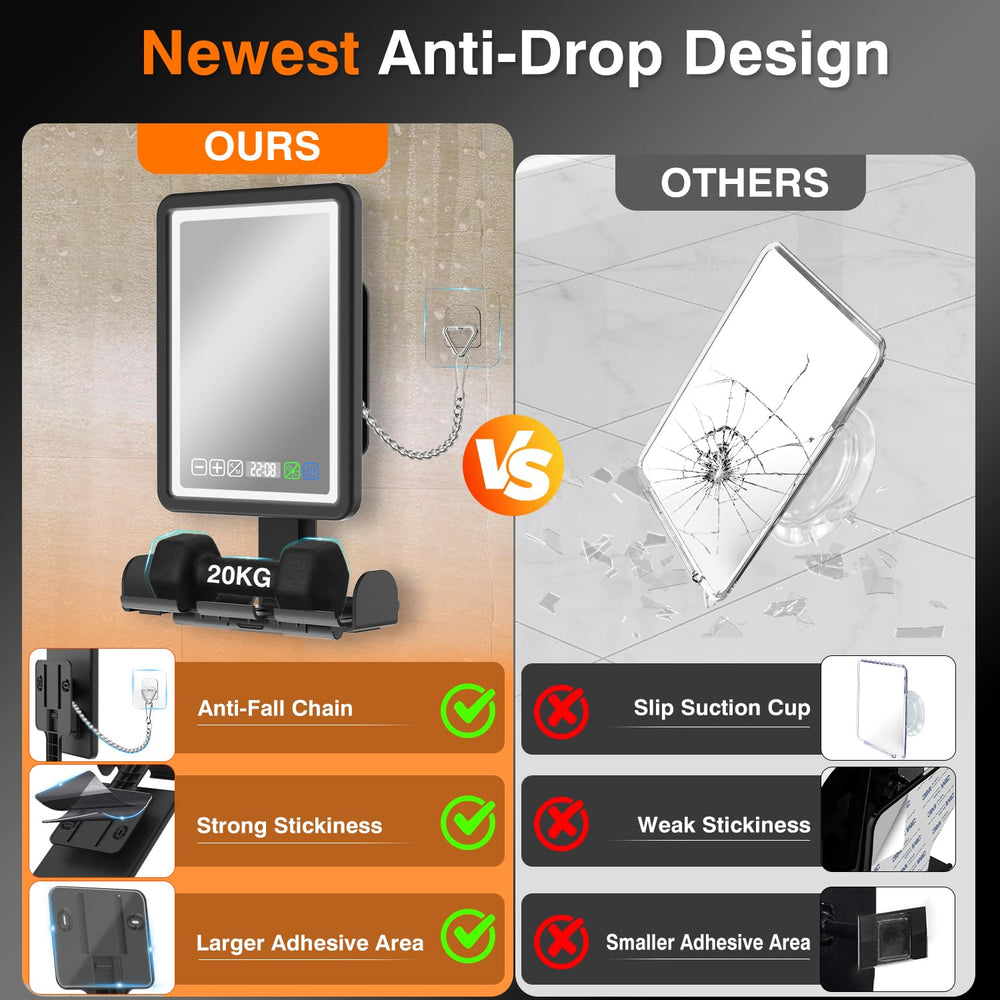 ZDXBO fogless shower mirror IPX6 waterproof design withstands steam
