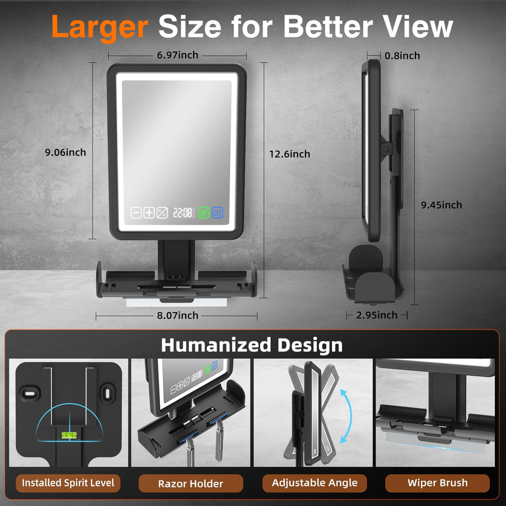 ZDXBO fogless shower mirror rechargeable battery provides weeks of use