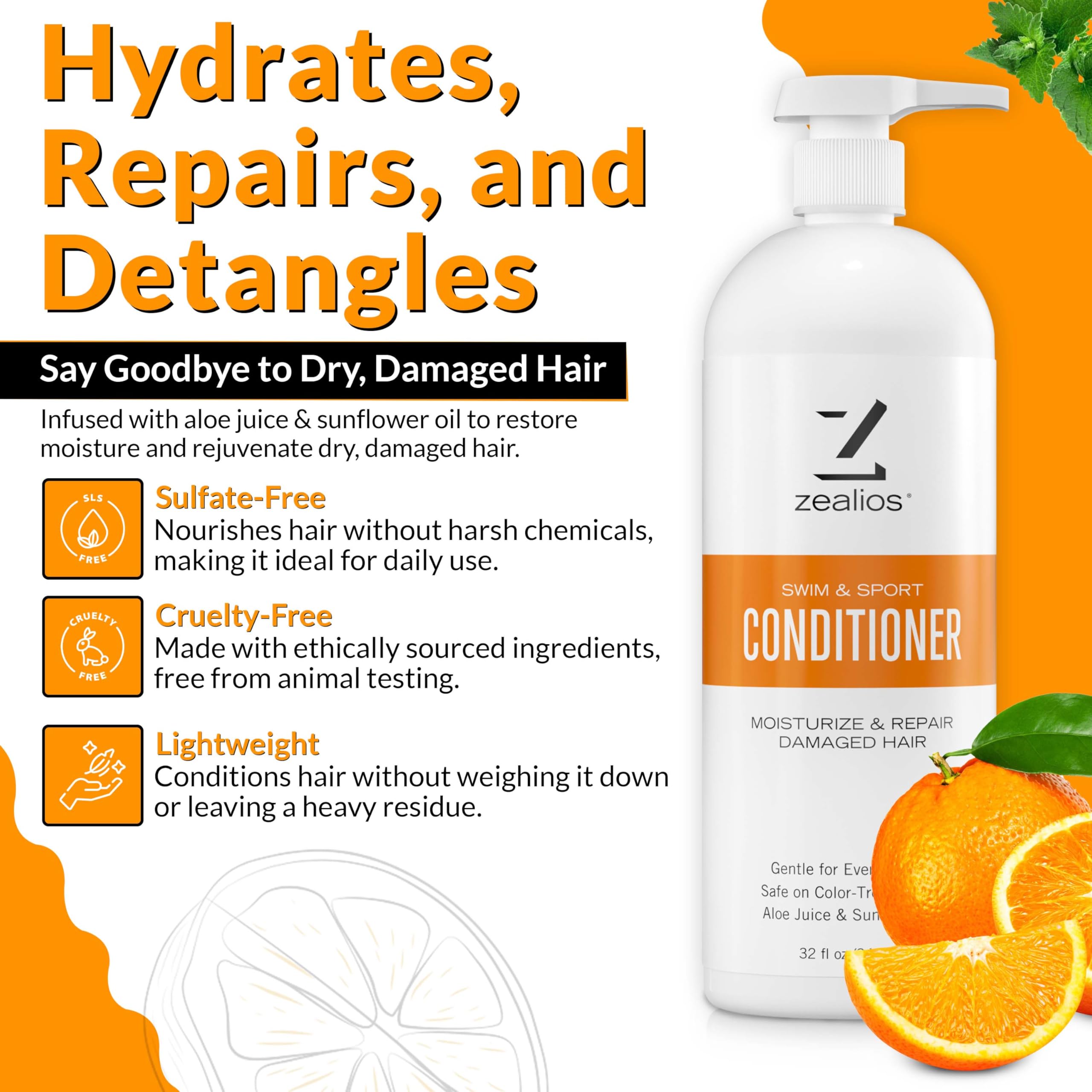 Creamy texture of Zealios conditioner shown for soft, manageable hair.