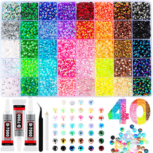 Zefy 40-colors resin jelly rhinestones pack for vibrant craft projects.