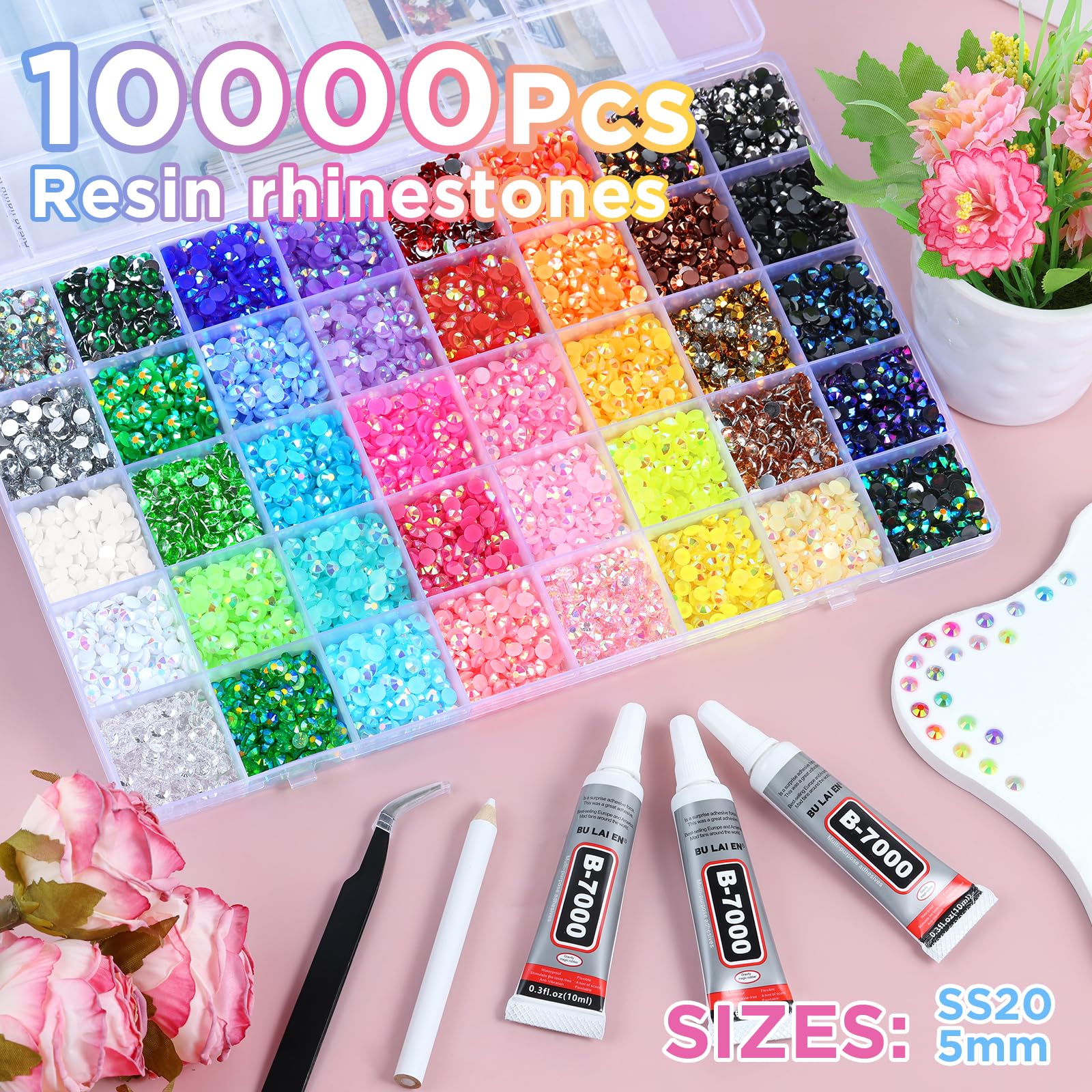 Zefy 5mm flatback gems closeup shows precision sparkle for fabric and nails.