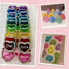 Zefy rhinestones on fabric sample to elevate clothing DIY