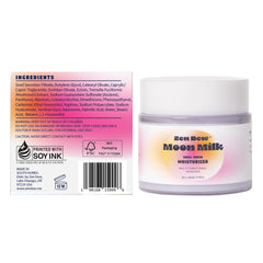 Zen Dew Moon Milk after-use glow on cheeks and morning brightness.