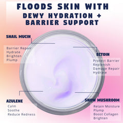 Zen Dew Moon Milk snail mucin cream jar close-up showing creamy texture for smooth skin.