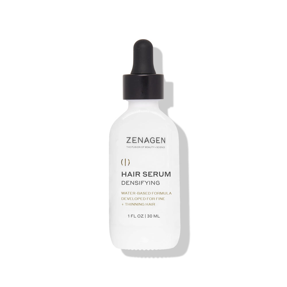 Zenagen Densifying Hair Serum bottle front, lightweight non greasy formula for fine hair