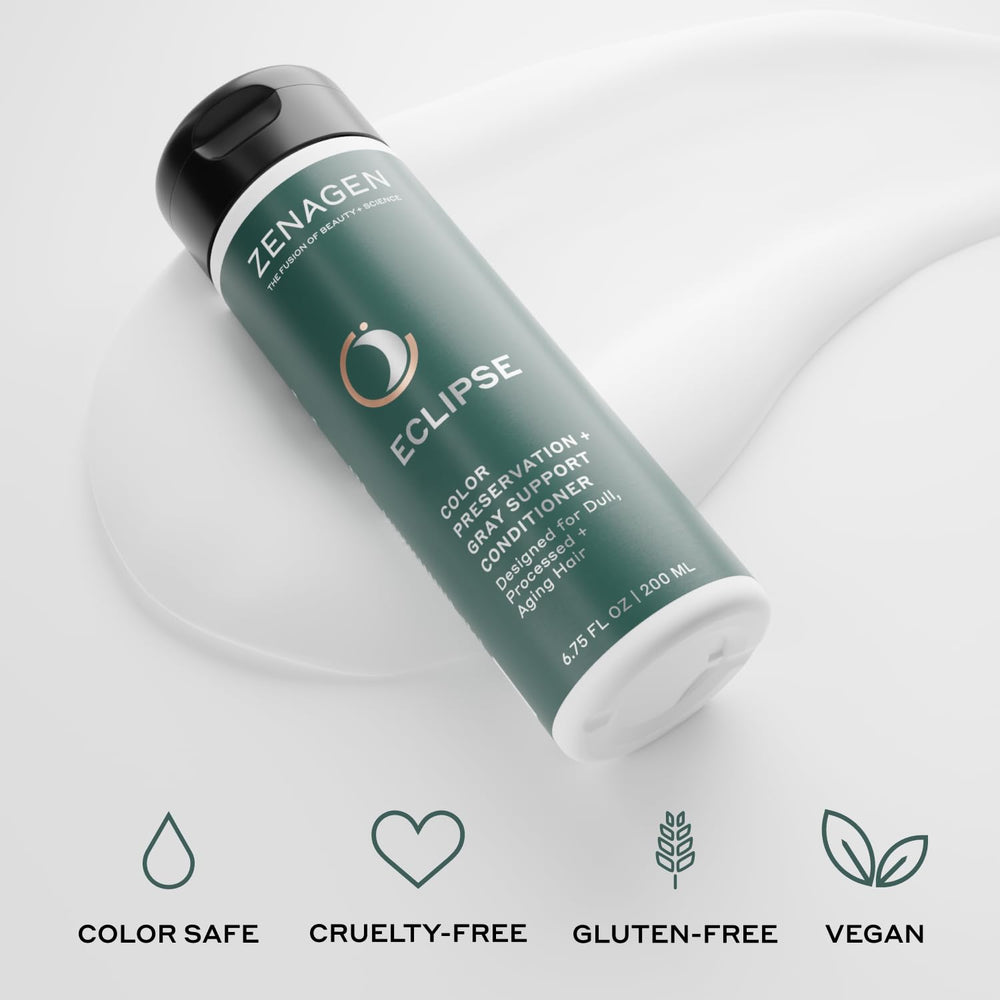 Shampoo and Conditioner from Zenagen Eclipse in a daily washing routine setup.