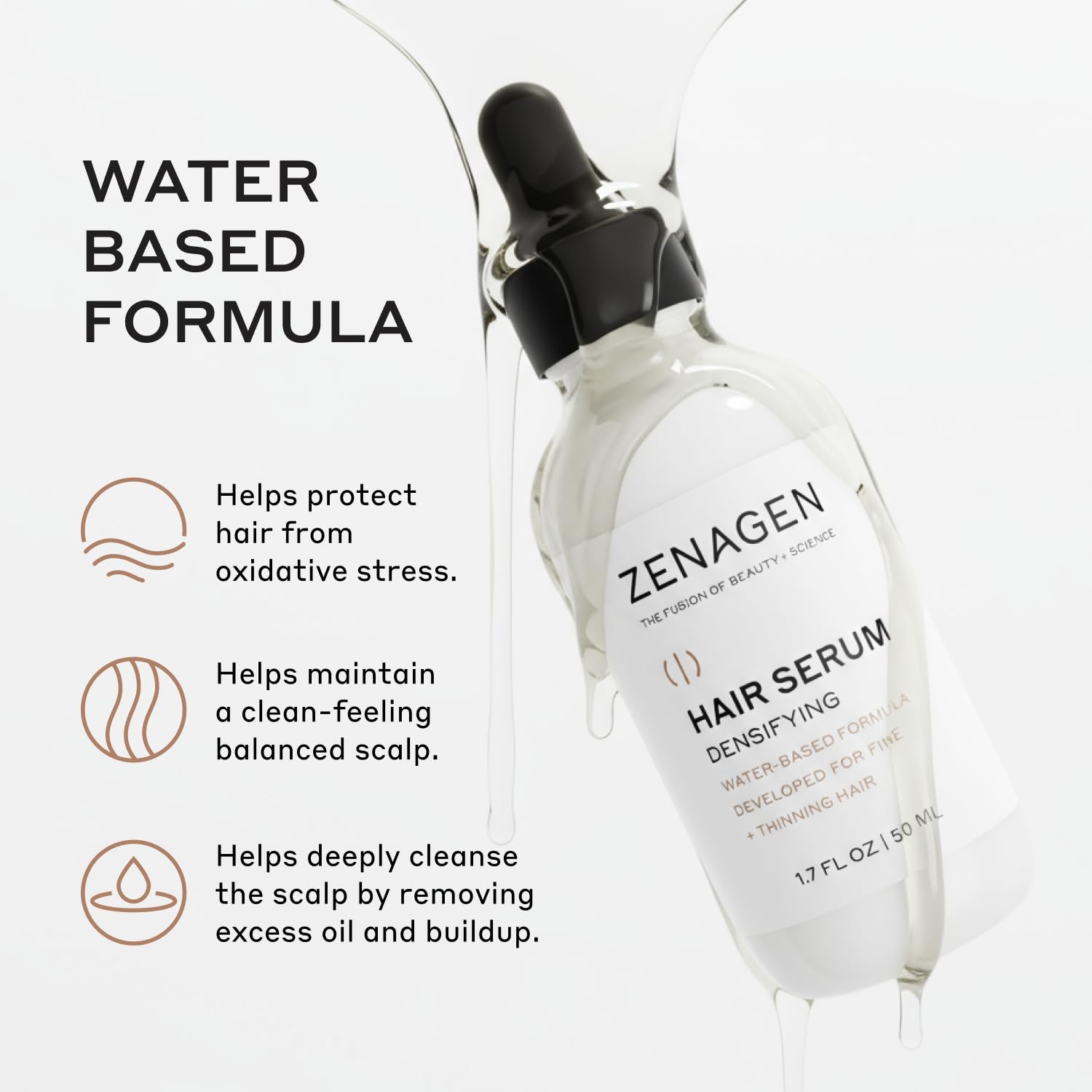 Zenagen Revolve kit arranged on dresser suggests an easy at-home routine for hair care.