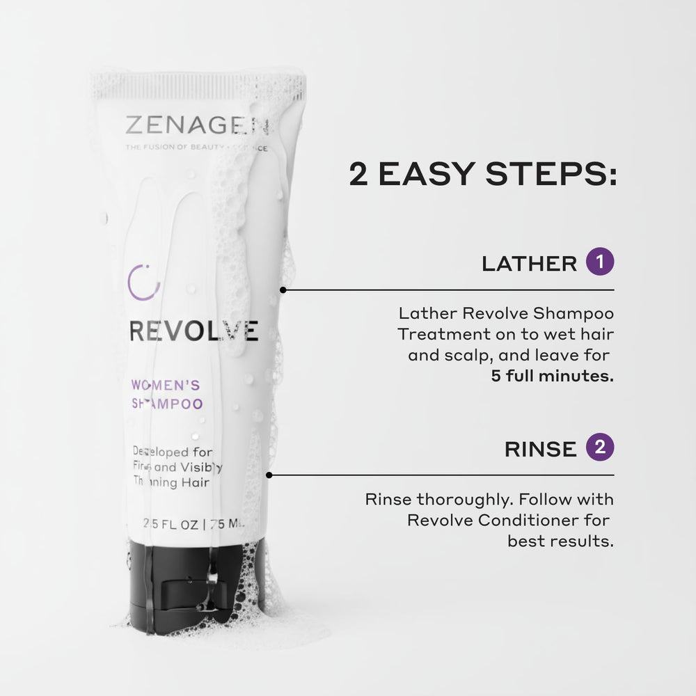 Zenagen Revolve conditioner in use smooths ends and tames frizz.