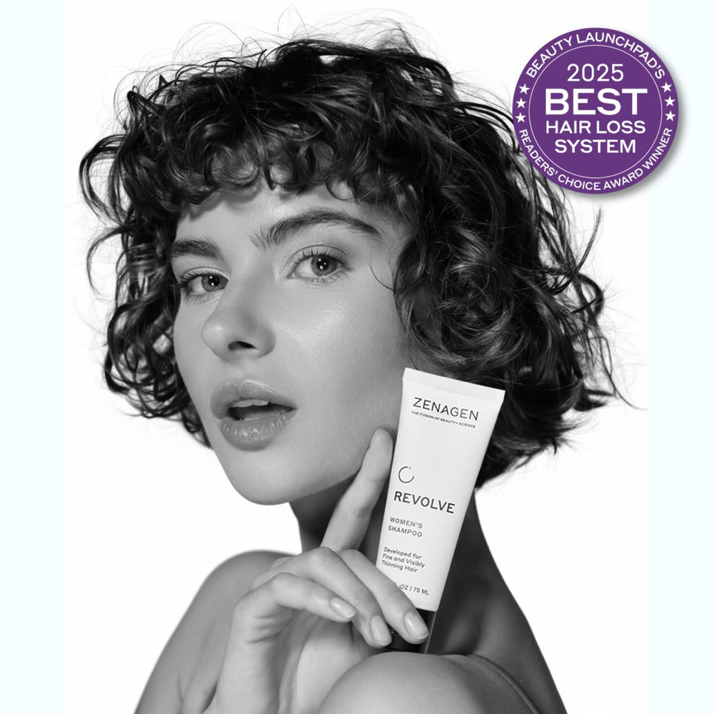 Zenagen Revolve shampoo in use creates a rich lather on fine hair.