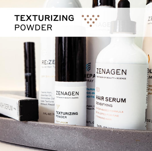 Zenagen Texturizing Powder at the crown creates instant volume.