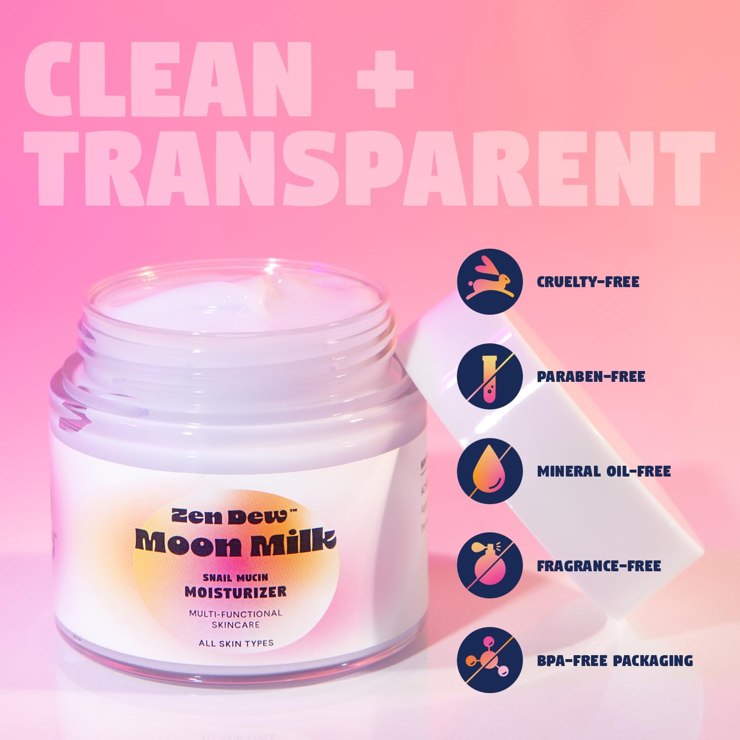 Zen Dew moisturizing gel cream swatch delivers lightweight hydration.