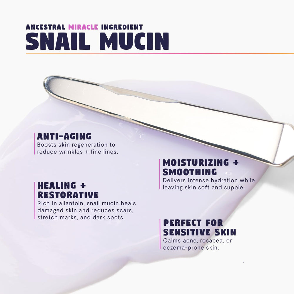Zen Dew snail mucin texture swirl demonstrates creamy, soothing hydration.