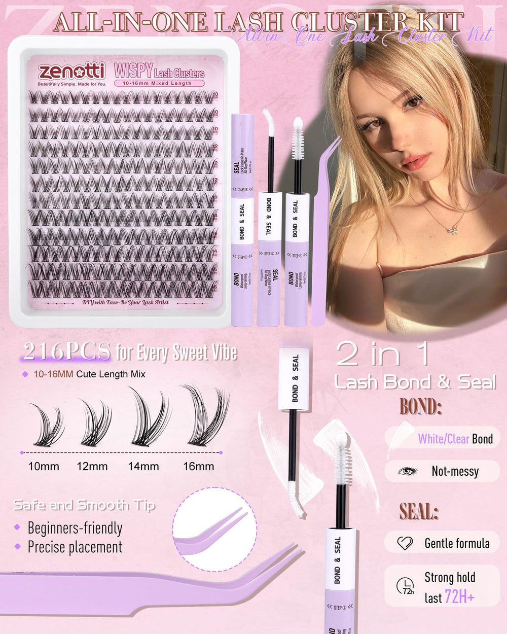 Zenotti Lash Clusters Kit mixed lengths reveals versatile styling from subtle to dramatic