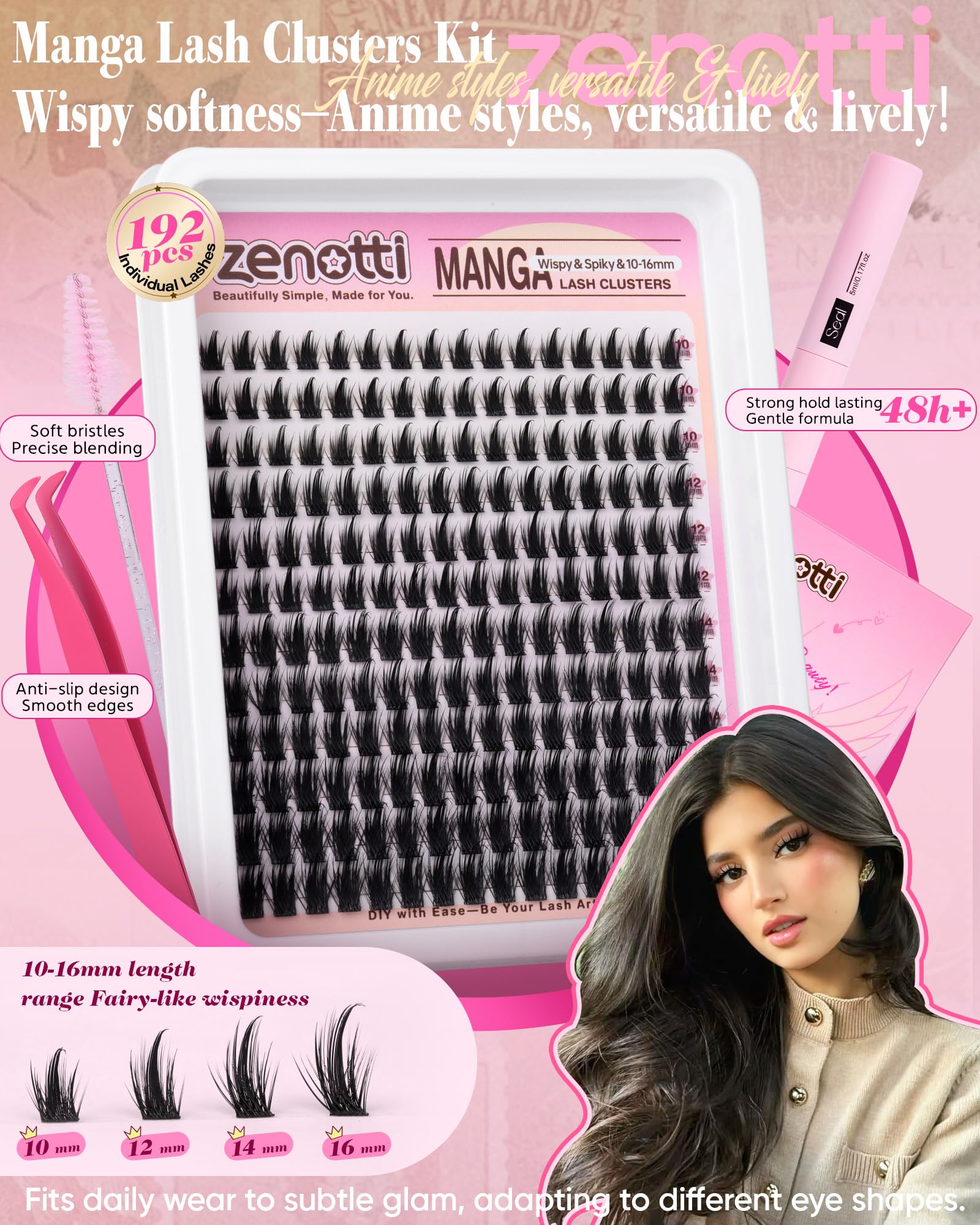 Zenotti Manga Lash Clusters Kit lash bond and seal extend wear for all-day definition.