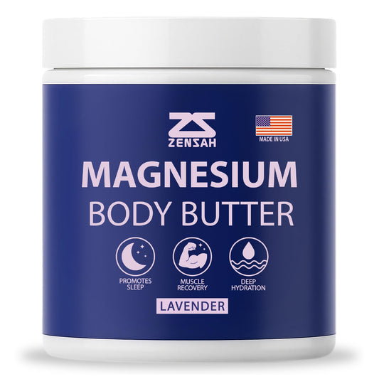 Zensah Magnesium Body Butter in a jar for soothing, quick absorption on sore muscles.