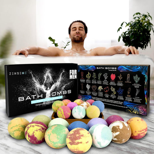 ZenseMe sandalwood bath bomb, masculine scent for a relaxing soak.