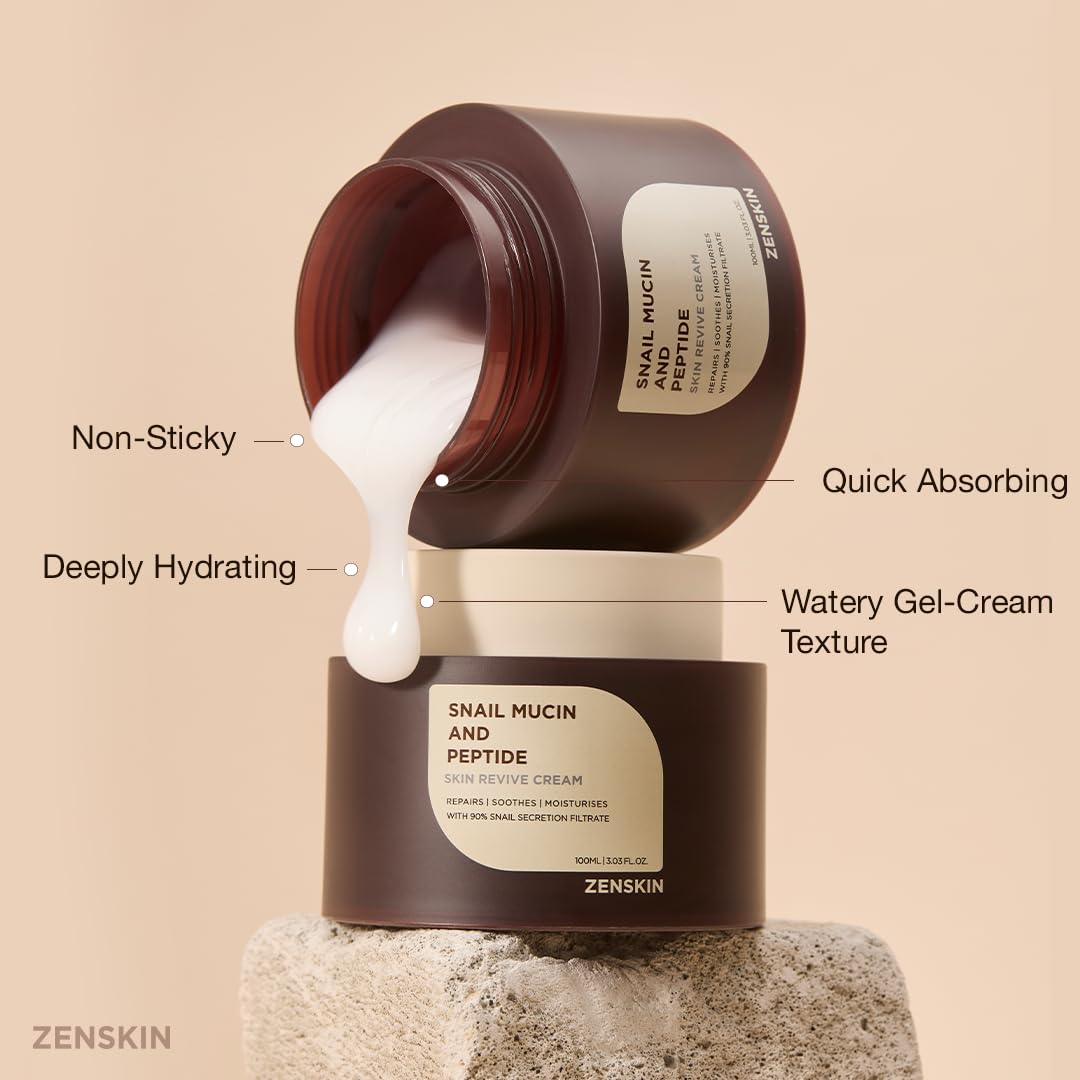 Swirl of Zenskin Snail Mucin Cream on hand demonstrates absorber-friendly consistency.