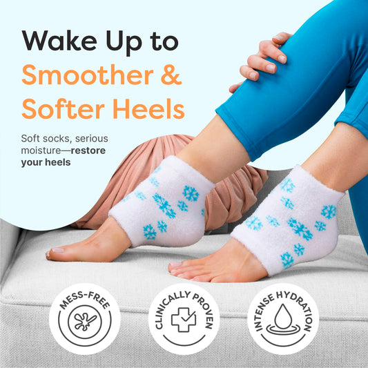 ZenToes gel-lined heel sock highlights targeted moisturization.