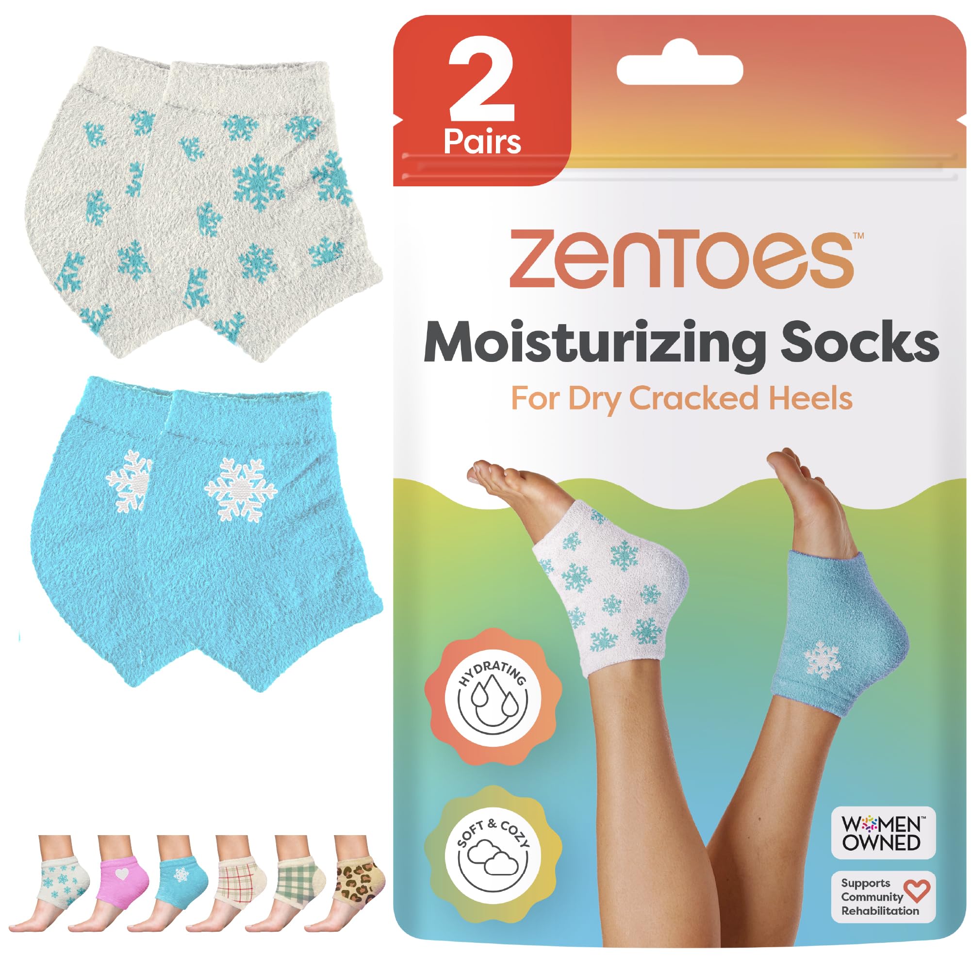 ZenToes moisturizing socks with gel-lined heel for overnight hydration.