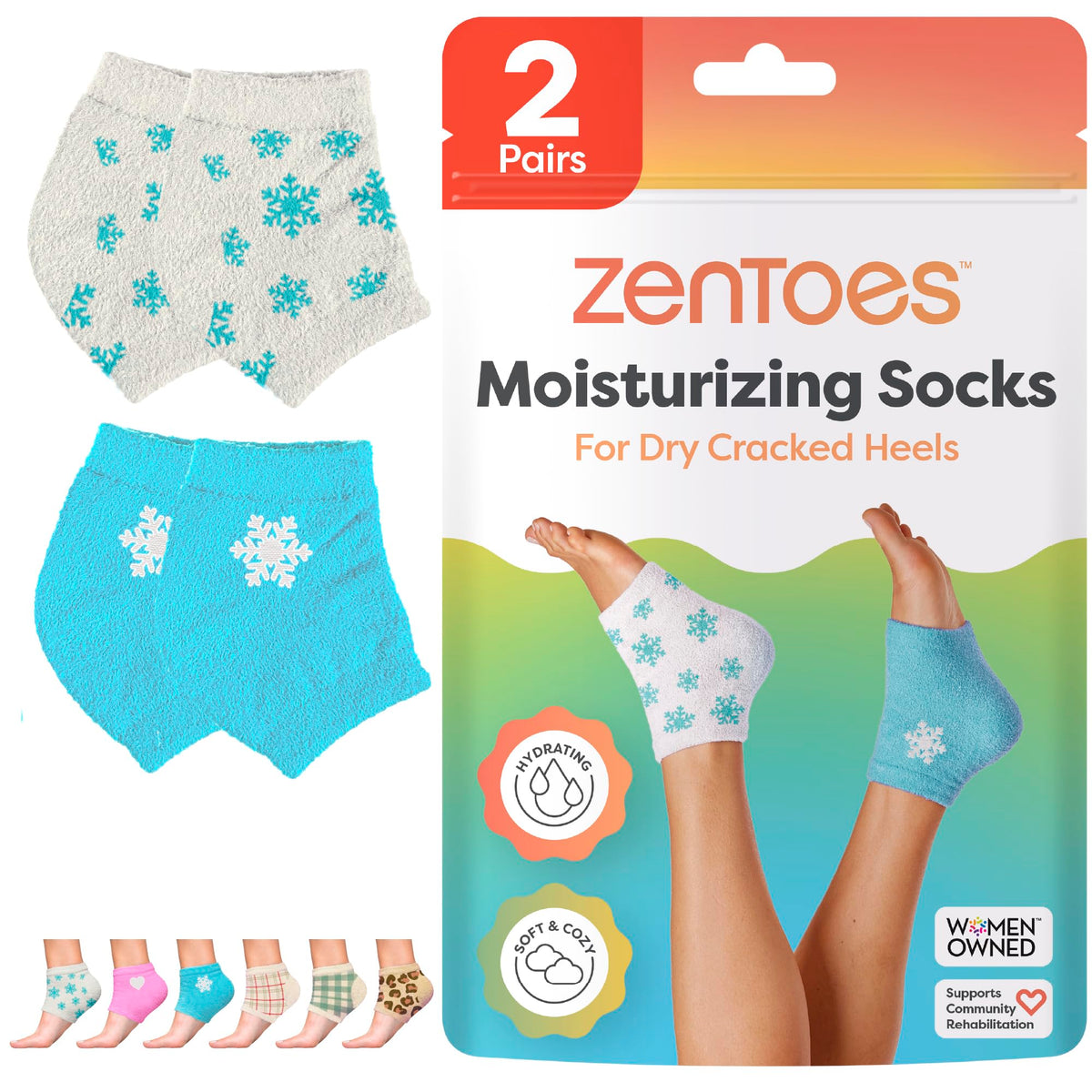 ZenToes moisturizing socks with gel-lined heel for overnight hydration.