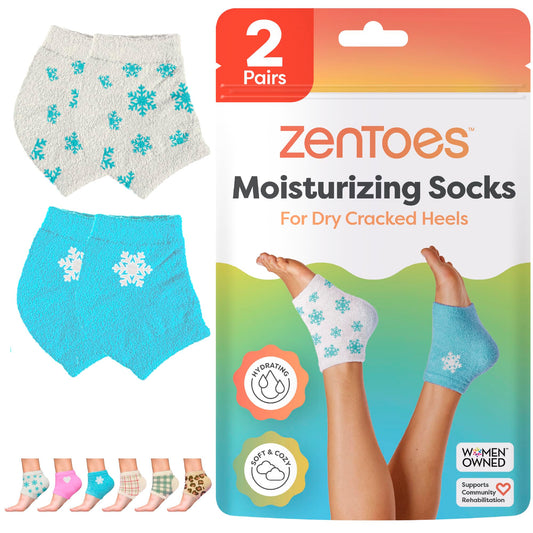 ZenToes moisturizing socks with gel-lined heel for overnight hydration.