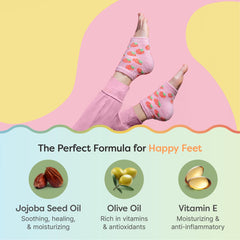 ZenToes socks pink strawberries design for soothing overnight foot care.