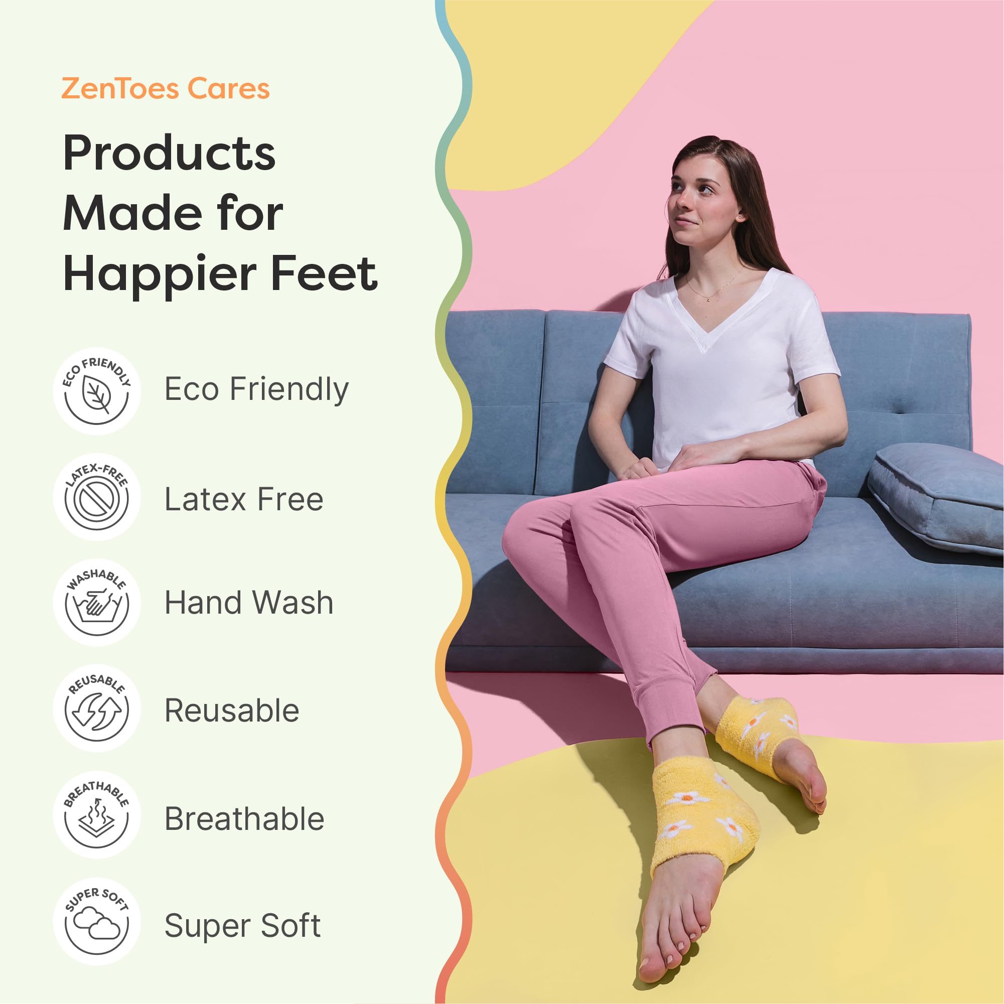 Washable and reusable ZenToes socks keep providing hydration.