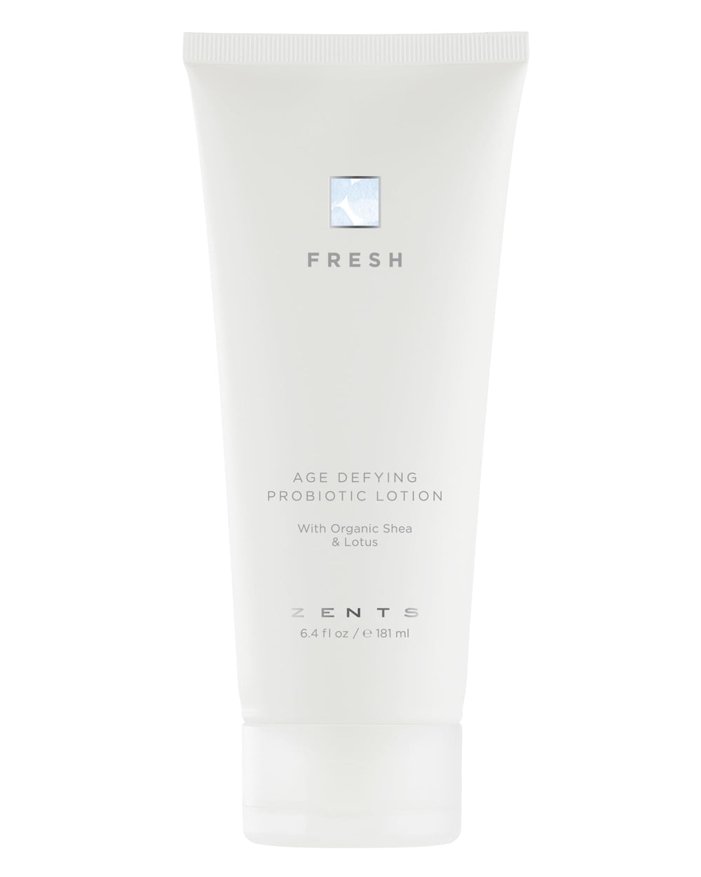 Zents age-defying lotion bottle front highlights premium moisturizing formula.