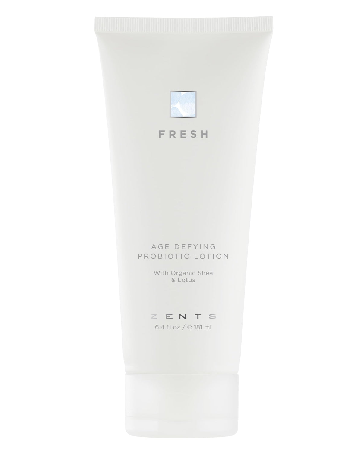 Zents age-defying lotion bottle front highlights premium moisturizing formula.
