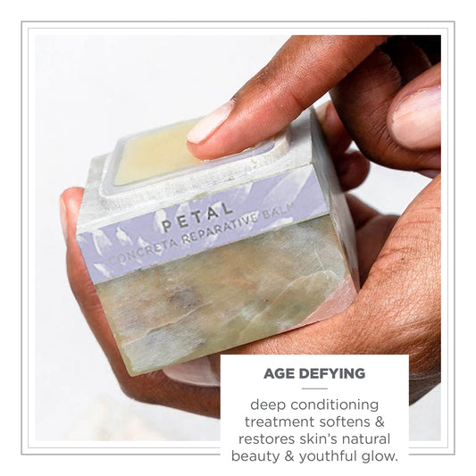Close-up of Concreta balm texture with shea and coconut oil