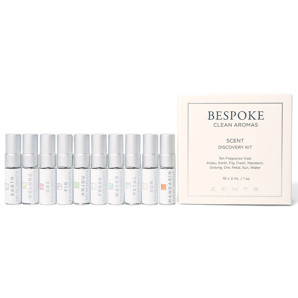 ZENTS fragrance sampler gift set with ten mini vials for scent discovery.