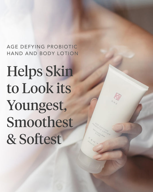 Close-up of Zents Ore lotion texture showing creamy hydration.