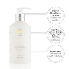 ZENTS Sun Fragrance sugar-cane-exfoliation image hints at mild skin polishing