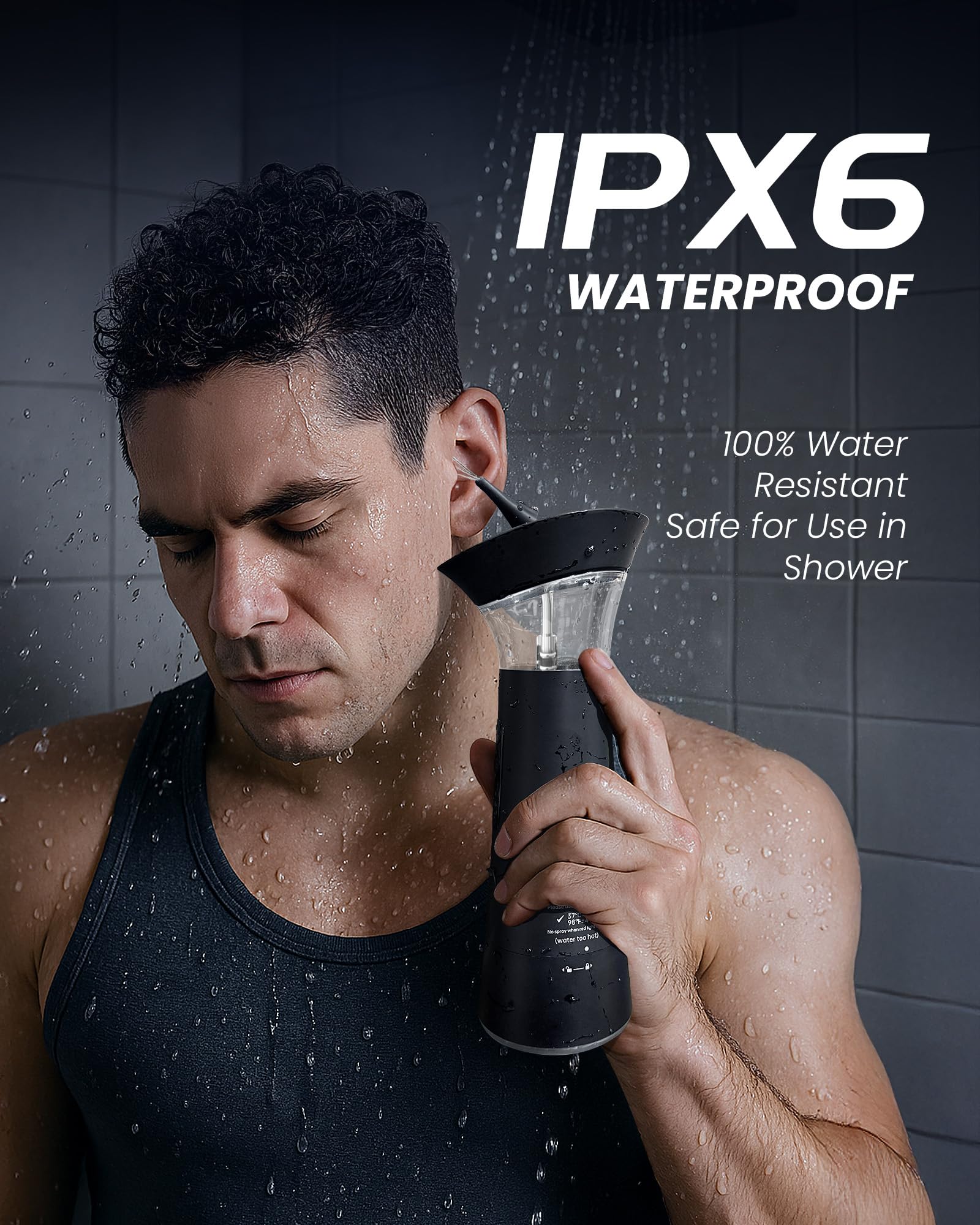 IPX6 waterproof design lets you rinse and use in the shower