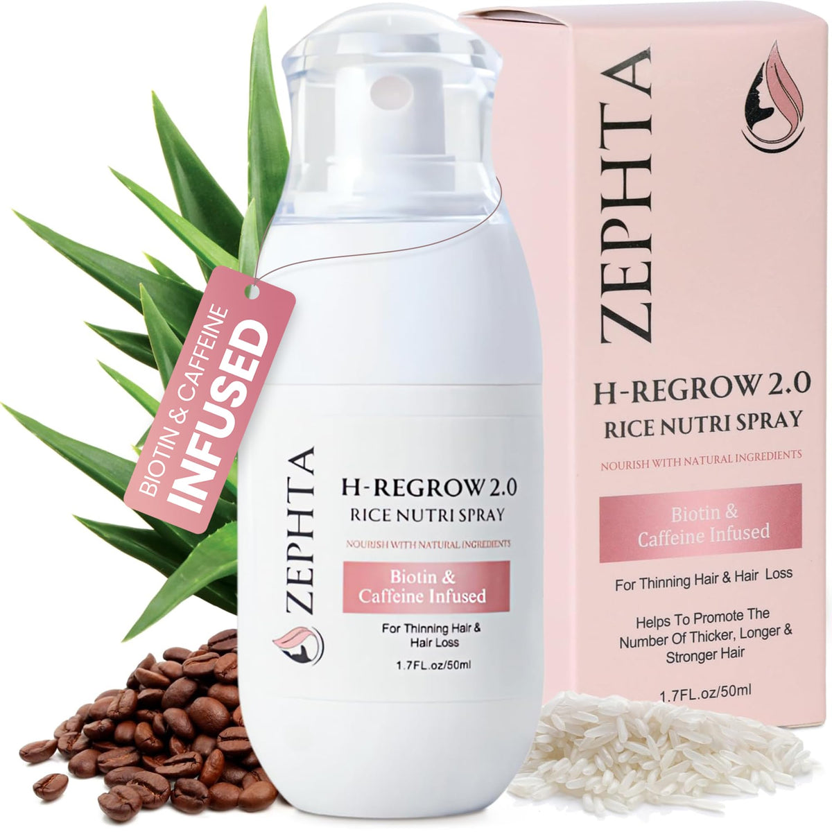 Zephta H Regrow spray bottle closed for easy daily scalp care