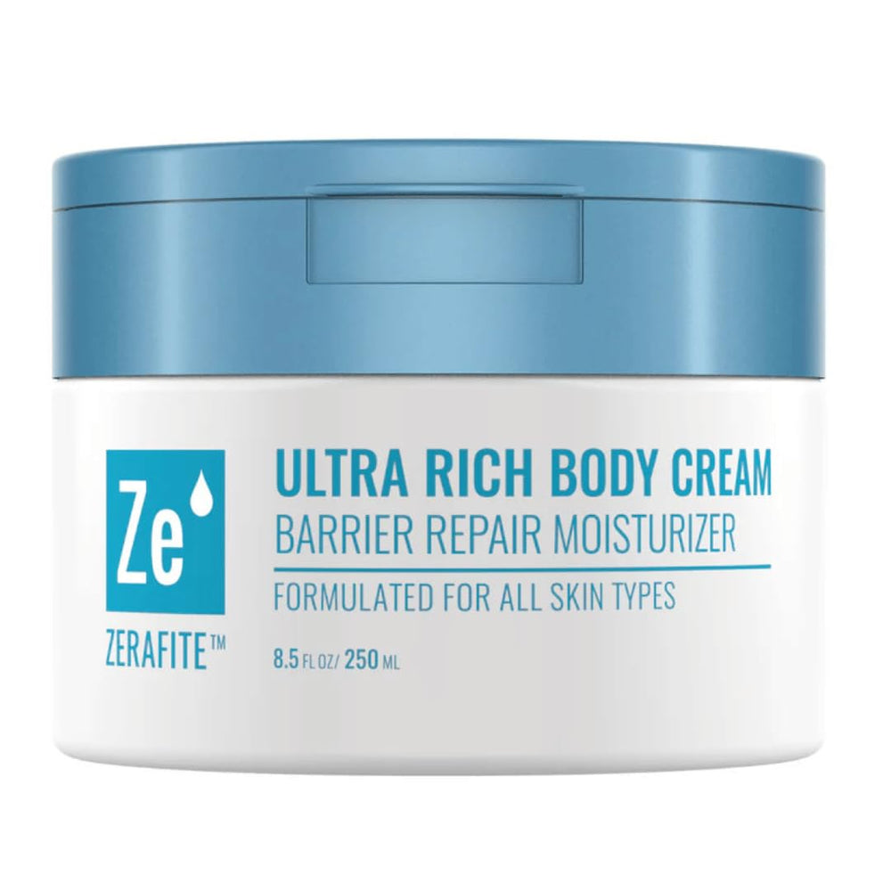 ZERAFITE Ultra Rich Body Cream jar front view highlighting barrier support and hydration