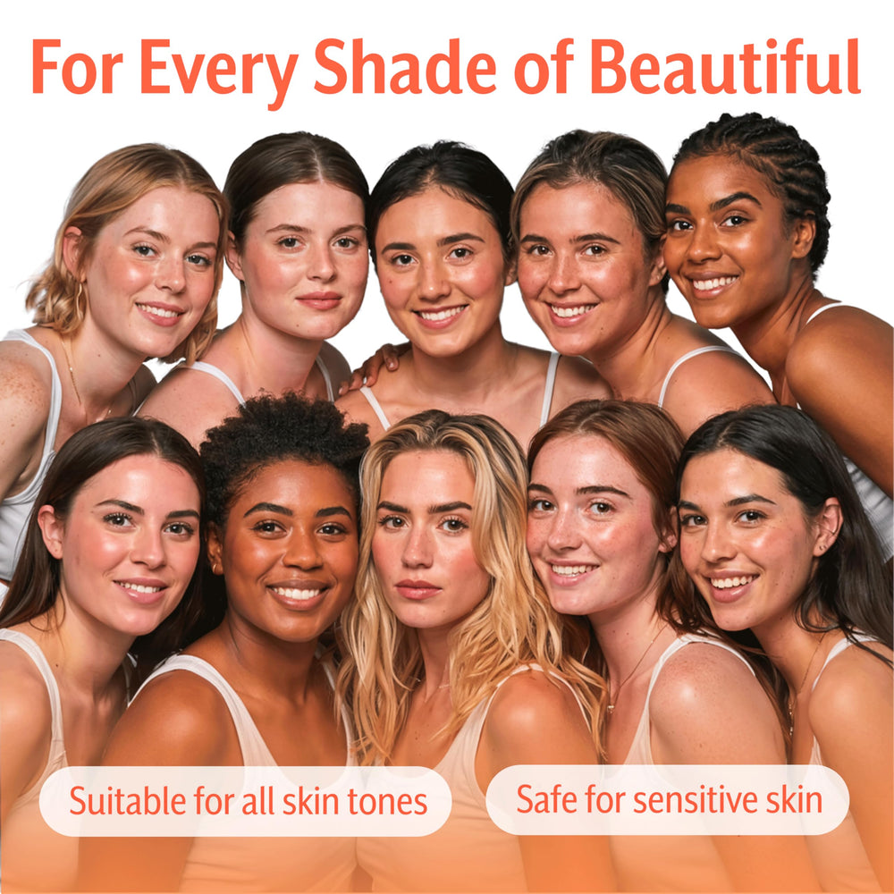 Zeria sunless tan glow on skin with hydration and a natural look.