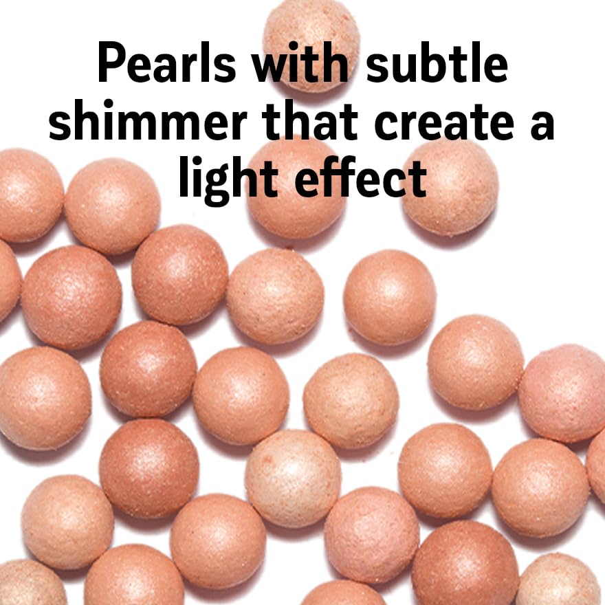 Close-up of pearls highlights delicate shimmer particles.