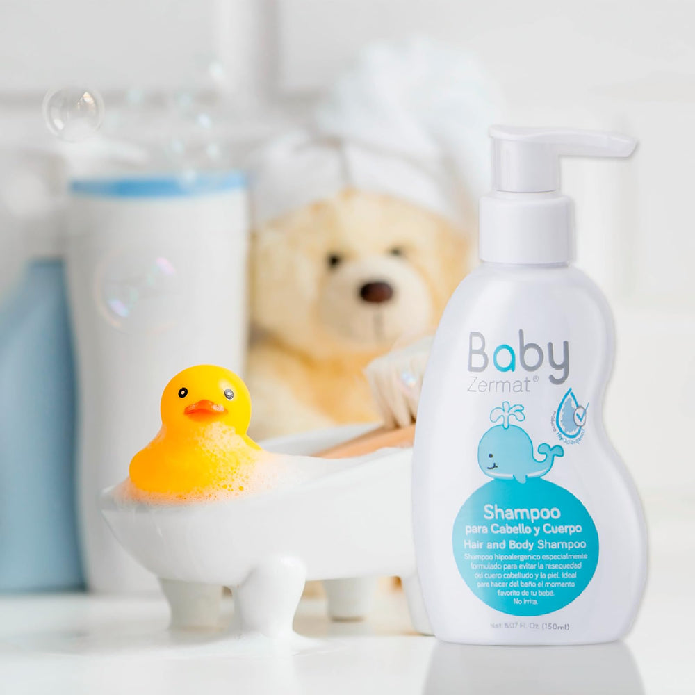 Zermat Hair and Body Shampoo back label shows baby-friendly ingredients