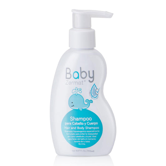 Zermat Hair and Body Shampoo bottle front for gentle baby cleansing