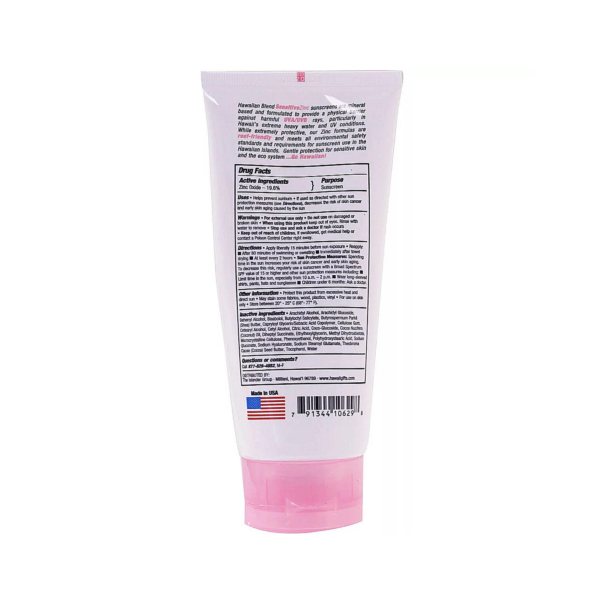 Zero Gravity Hawaii reef-friendly sunscreen bottle label highlighting oxybenzone-free formula.