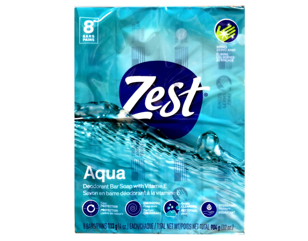Zest Aqua Pure cleansing bar lather closeup highlights rich foam and long-lasting moisture