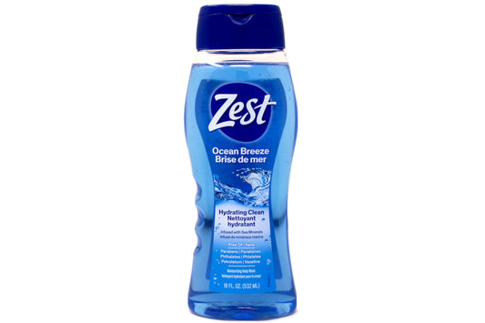 Zest Ocean Breeze pump bottle with invigorating scent and smooth lather