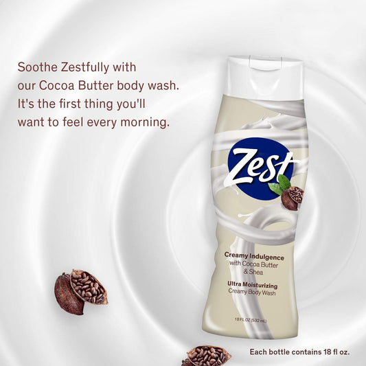 Close-up of Zest Cocoa Butter and Shea foam for deep nourishment during shower.