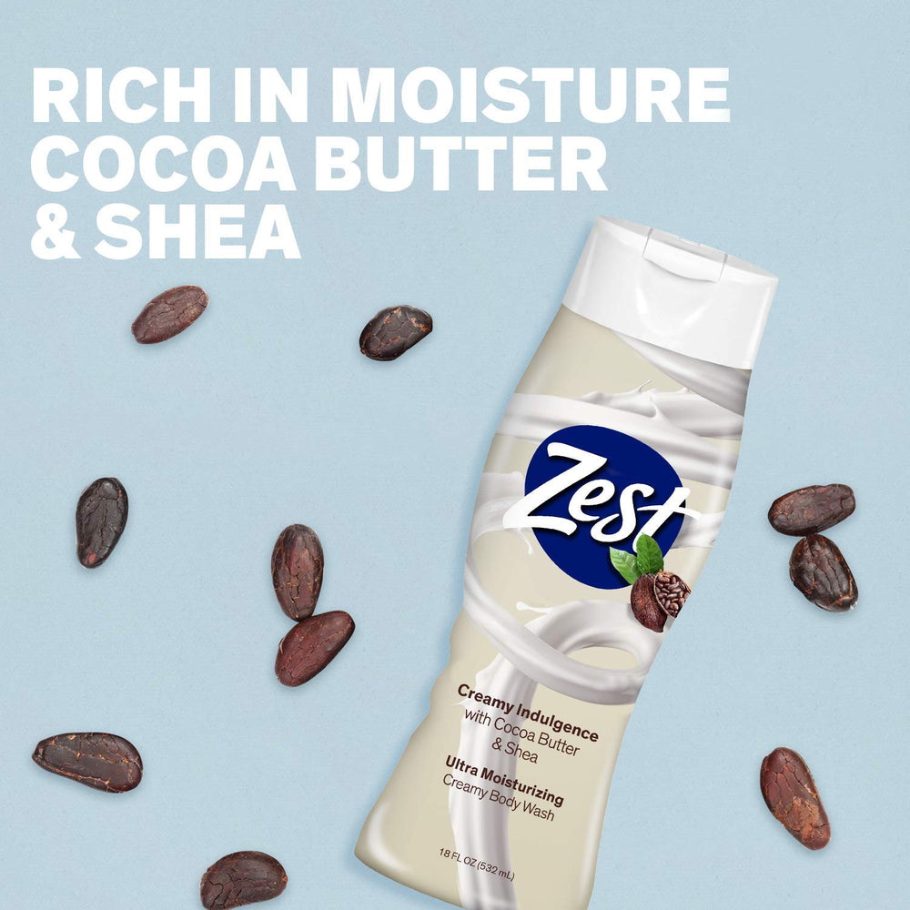 Morning shower setup with Zest body wash emphasizes quick hydration and refreshing scent.