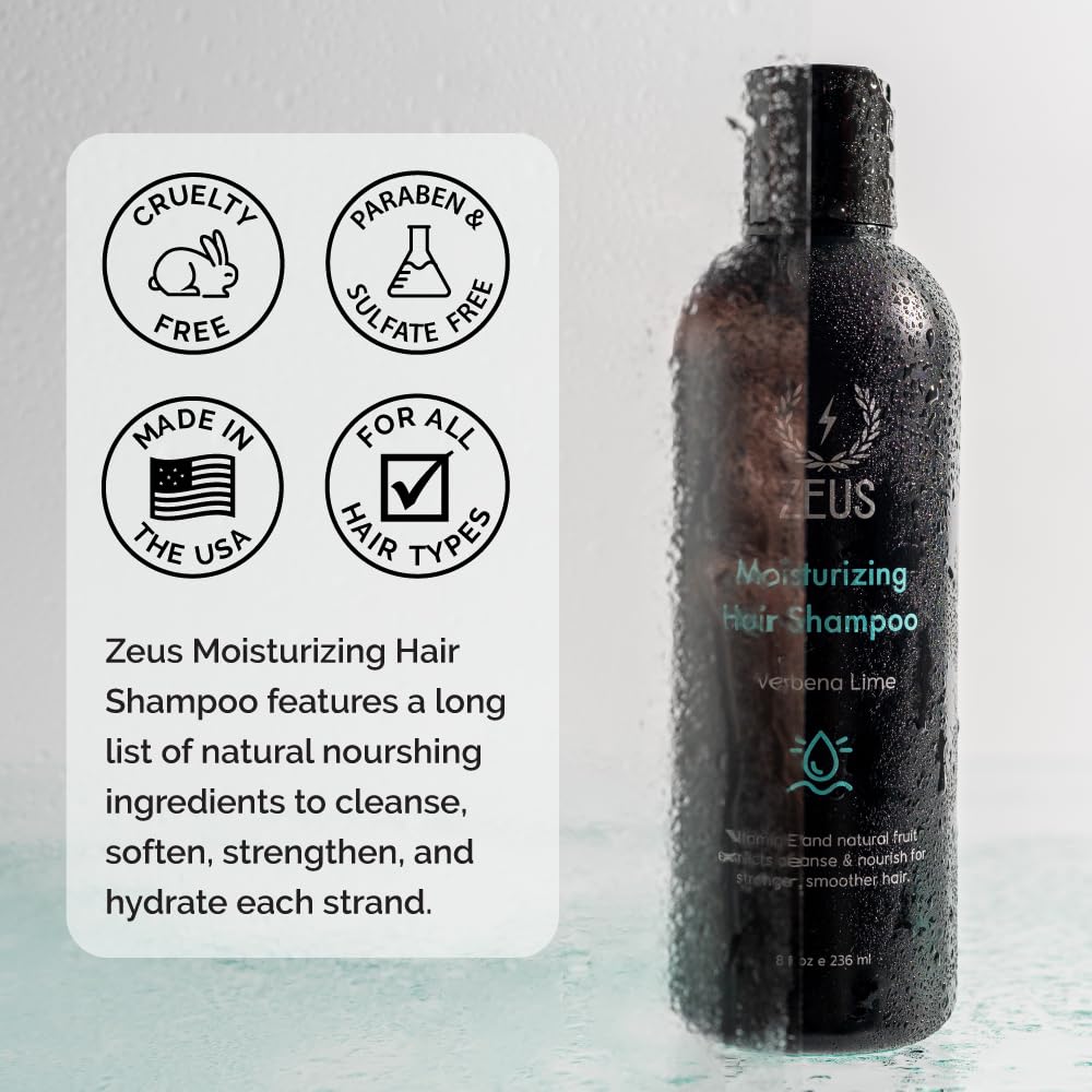 ZEUS shampoo after-use hair showing smoother, revitalized texture and manageability.